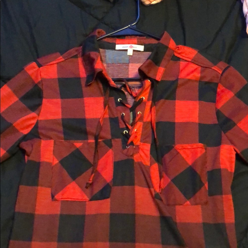Ombré Sheer Plaid Top